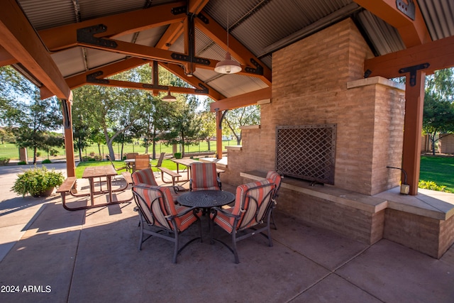 view of patio featuring a gazebo