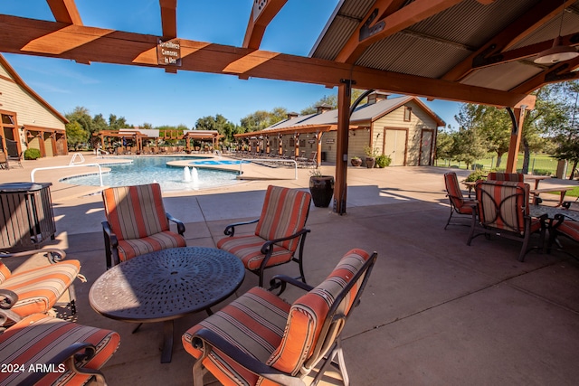 exterior space with a patio area and an outdoor structure