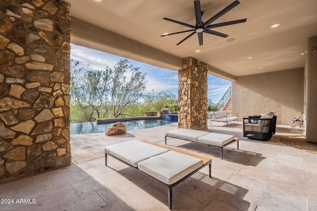 11328 E Dreyfus Ave, Scottsdale, AZ 85259 - view of patio / terrace with a ceiling fan and an outdoor pool