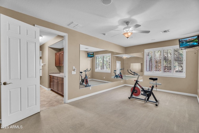 1755 E Tonto Dr, Chandler, AZ 85249 - workout area with light carpet and ceiling fan