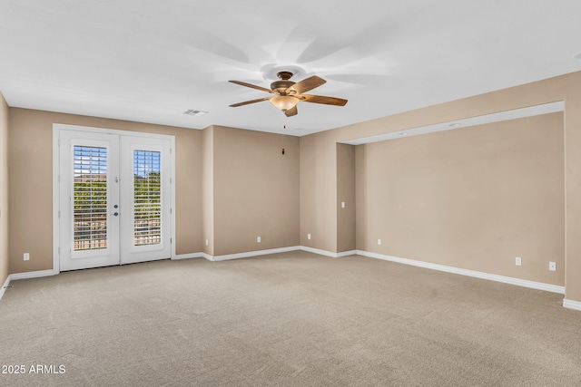 1755 E Tonto Dr, Chandler, AZ 85249 - carpeted empty room featuring ceiling fan and french doors
