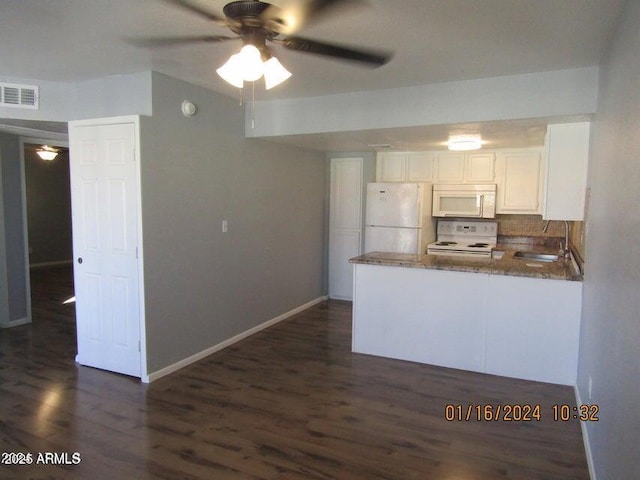 21622 N 23rd Ave Unit B 304, Phoenix, AZ 85027 - kitchen featuring a sink, dark wood-style flooring, visible vents, white appliances, and ceiling fan