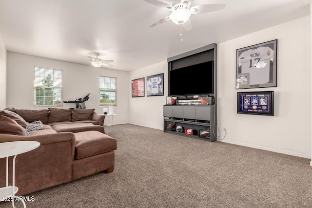 120 E Concorda Dr, Tempe, AZ 85282 - carpeted living room with ceiling fan and baseboards
