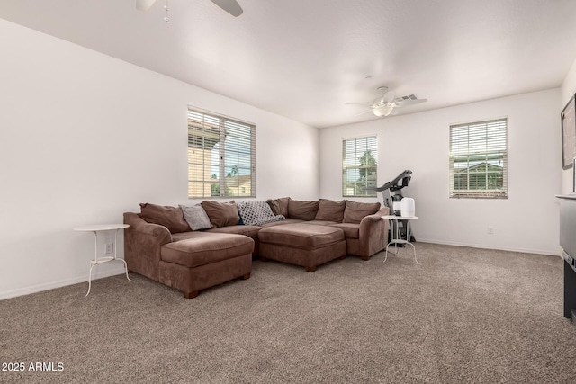 120 E Concorda Dr, Tempe, AZ 85282 - living area with a ceiling fan, plenty of natural light, and carpet