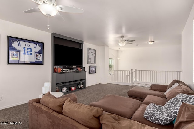 120 E Concorda Dr, Tempe, AZ 85282 - living area featuring ceiling fan, dark colored carpet, and baseboards