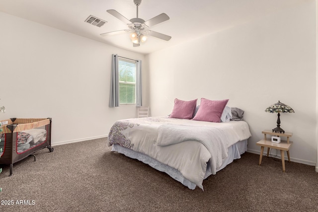 120 E Concorda Dr, Tempe, AZ 85282 - carpeted bedroom with visible vents, baseboards, and a ceiling fan