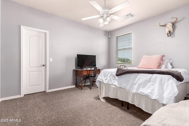 120 E Concorda Dr, Tempe, AZ 85282 - carpeted bedroom featuring visible vents, baseboards, and ceiling fan