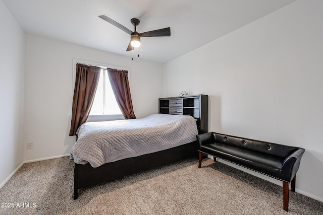 bedroom featuring carpet floors and ceiling fan