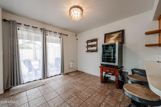 interior space featuring light tile patterned flooring