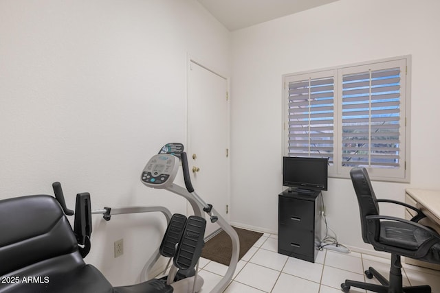 office area featuring light tile patterned flooring