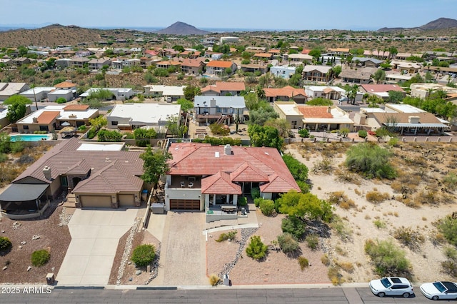 aerial view with a mountain view