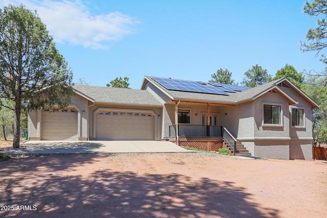 502 W Locust Rd, Payson, AZ 85541 - ranch-style home with concrete driveway, a porch, a garage, and stucco siding