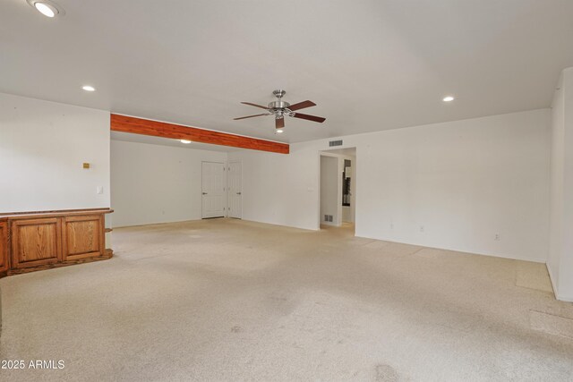 502 W Locust Rd, Payson, AZ 85541 - empty room featuring ceiling fan, recessed lighting, light carpet, and beam ceiling