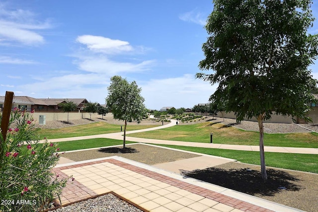 view of property's community with a yard