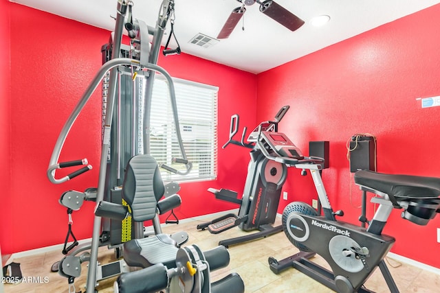 1619 E Aspen Ave, Buckeye, AZ 85326 - workout room with ceiling fan and baseboards