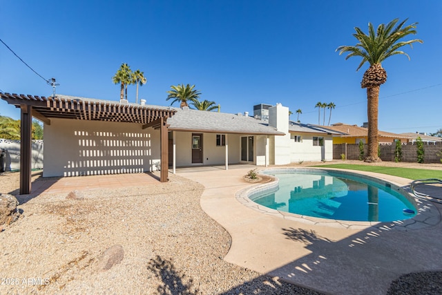 view of swimming pool featuring a patio and central AC