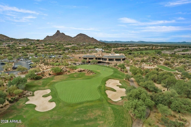 drone / aerial view featuring a mountain view