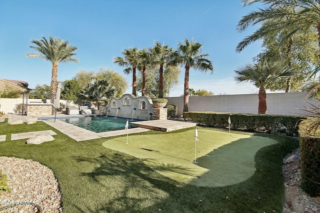 view of property's community with a patio and a fenced backyard