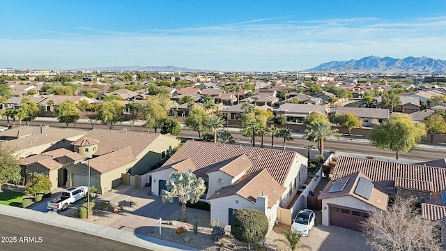 aerial view with a residential view and a mountain view