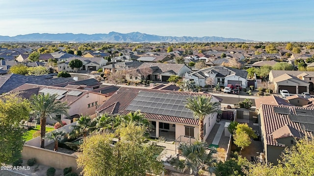 drone / aerial view with a residential view and a mountain view