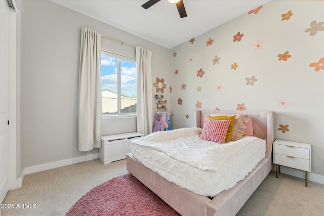 21391 W Mariposa St, Buckeye, AZ 85396 - bedroom with light colored carpet, baseboards, a closet, and ceiling fan