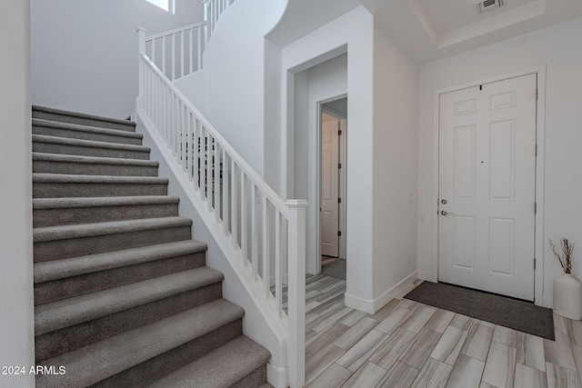 foyer entrance featuring light hardwood / wood-style floors