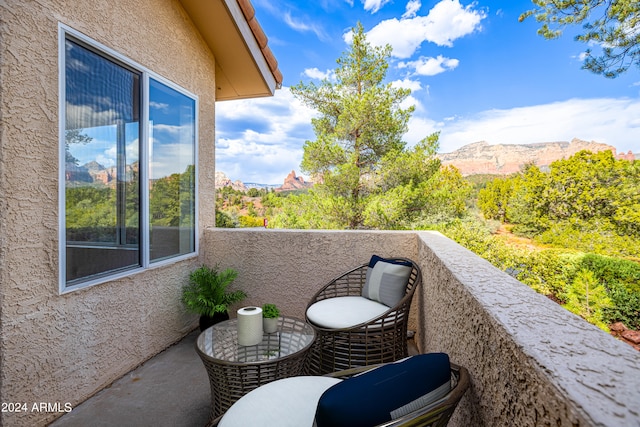 balcony with a mountain view