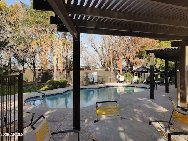 view of pool featuring a pergola and a patio