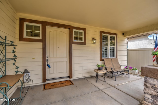 entrance to property with covered porch