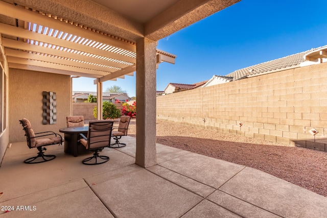 view of patio featuring a pergola