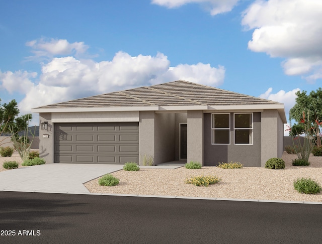 46869 W Old Timer Rd, Maricopa, AZ 85139 - view of front of property with stucco siding, a garage, and concrete driveway