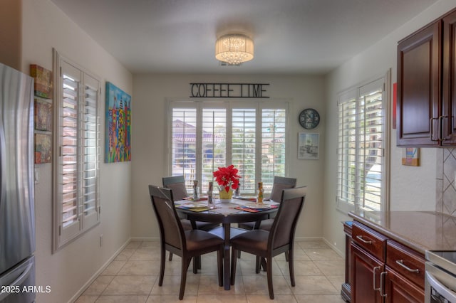 view of tiled dining space