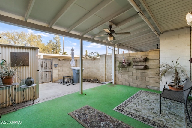 view of patio / terrace featuring ceiling fan