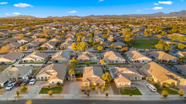 bird's eye view with a mountain view