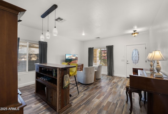 interior space featuring dark wood-type flooring