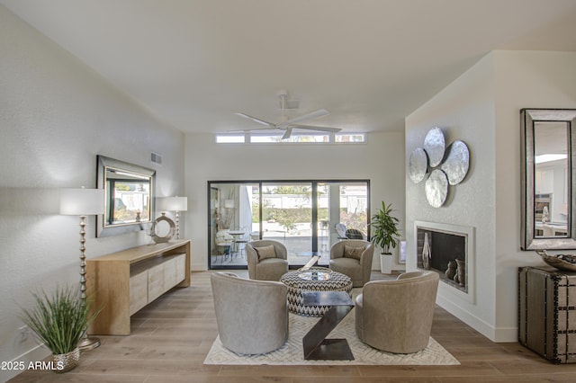 living room featuring light wood-type flooring