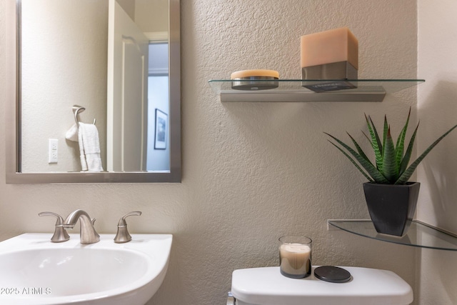 bathroom featuring a sink and a textured wall