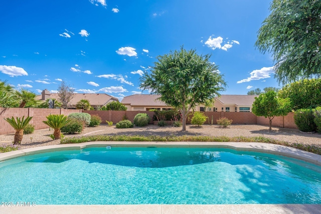 view of pool featuring a fenced in pool and a fenced backyard