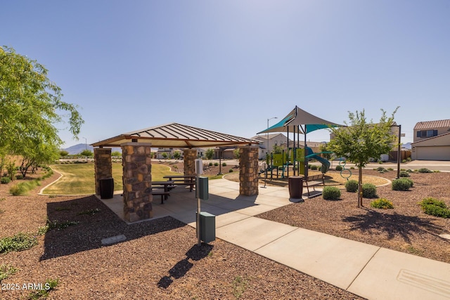 surrounding community with a gazebo and playground community