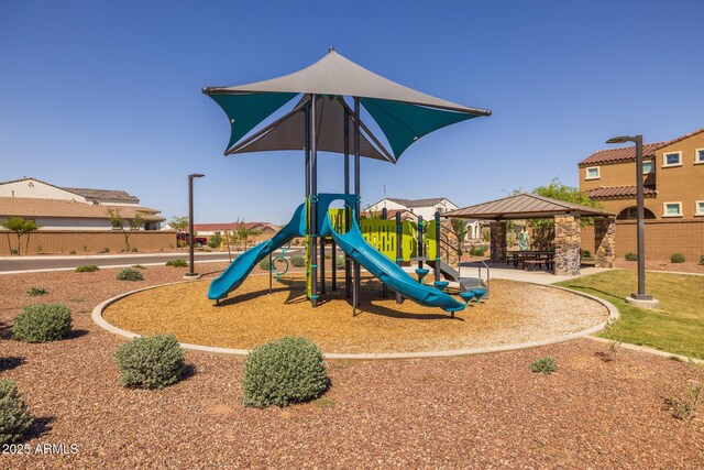 community play area featuring a gazebo