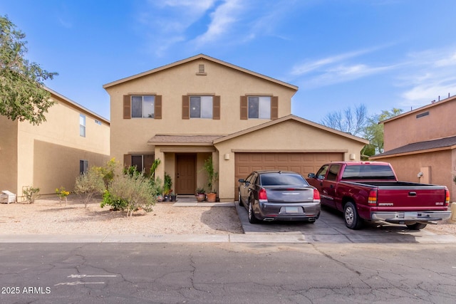 2509 E Meadow Land Dr, San Tan Valley, AZ 85140 - view of front facade featuring stucco siding, concrete driveway, and a garage