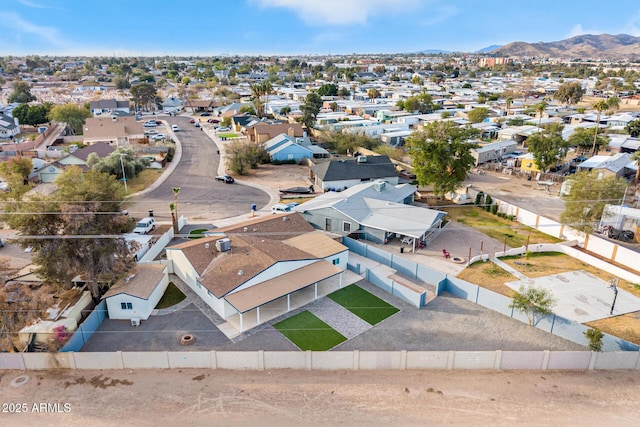 drone / aerial view featuring a mountain view