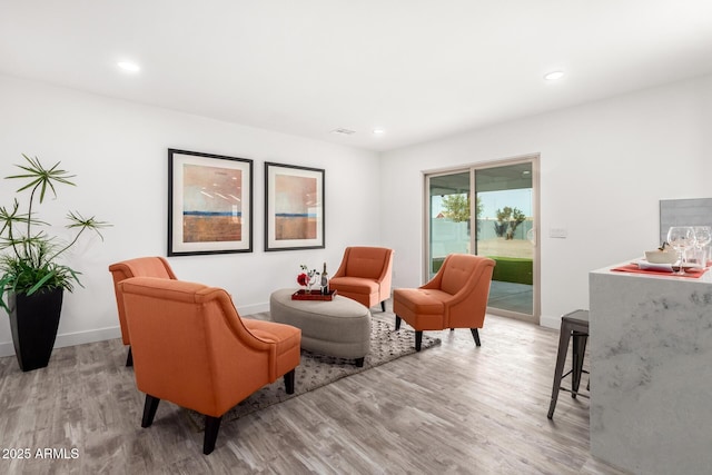 living area featuring light wood-type flooring