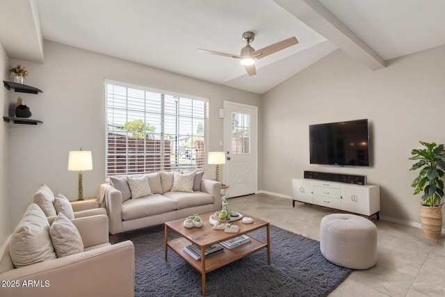 2301 E University Dr Unit 172, Mesa, AZ 85213 - living room featuring light tile patterned floors, ceiling fan, and baseboards