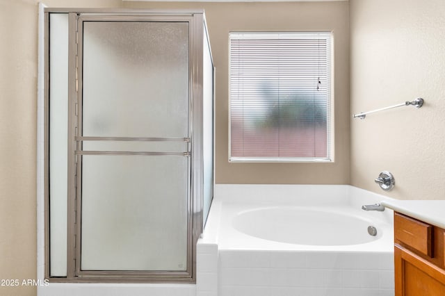 1422 E Ebony Dr, Chandler, AZ 85286 - bathroom featuring vanity, a stall shower, and a garden tub