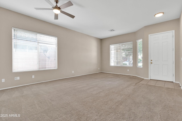 1422 E Ebony Dr, Chandler, AZ 85286 - empty room featuring ceiling fan, baseboards, visible vents, and carpet floors