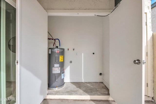 utility room featuring water heater