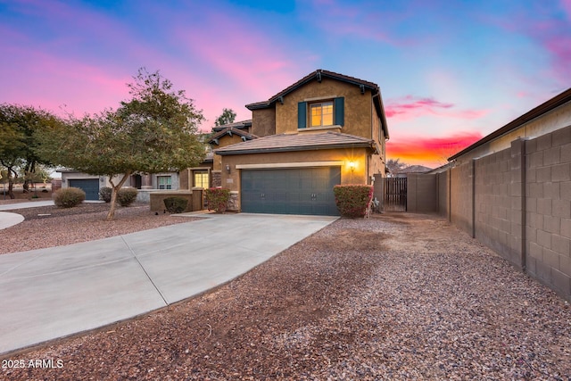 view of property with a garage