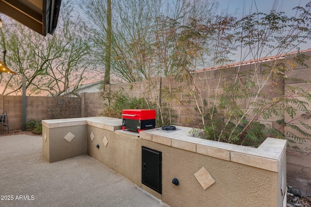 view of patio / terrace featuring exterior kitchen