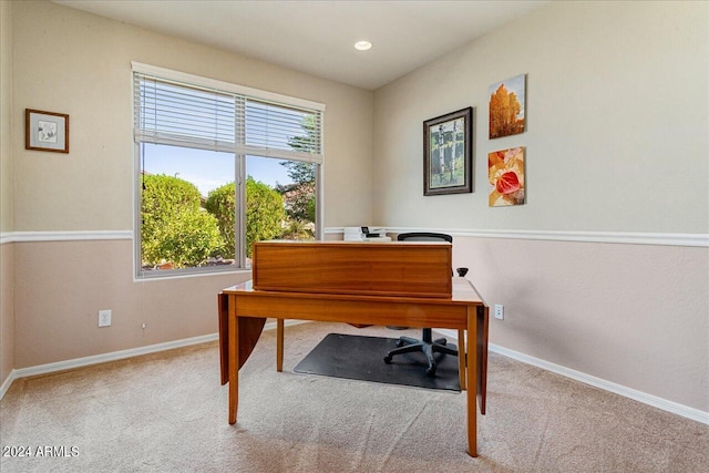 view of carpeted office space